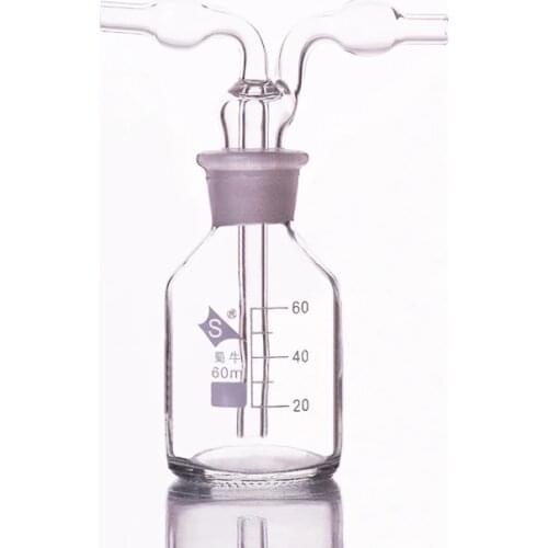 Drechsel gas washing bottle ,Capacity 60ml,Lab Glass Gas Washing Bottle,Free Shipping Shisha hookah