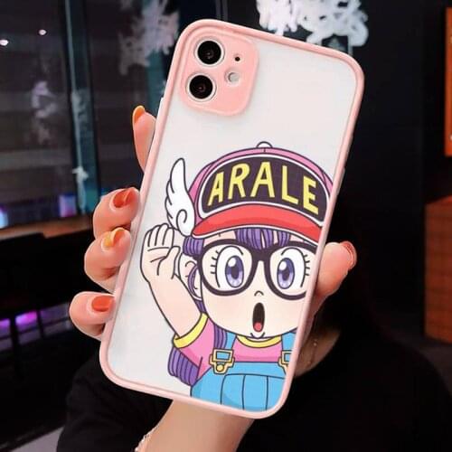 Anime Dr Slump Arale Phone Case Pink Transparent Matte For IPhone 7 8 11 12 S Mini Pro X XS XR MAX Plus Cover Shell