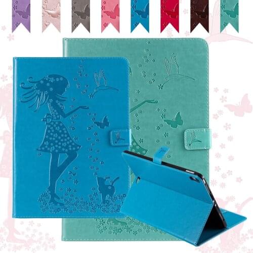 For Samsung Galaxy Tab A 8" 2018 T387 Cover 3D Emboss Girl Folding Folio Leather Flip wallet Shell TabA T387V Tablet Case Stand