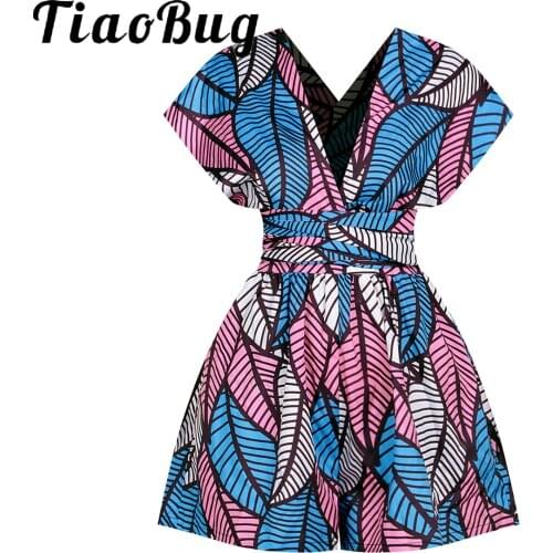 Elegant Women Stylish Print Belted Bodysuit Playsuit Girl Summer Vacation Travel Loose Casual One-piece Outfit Rompers Jumpsuits