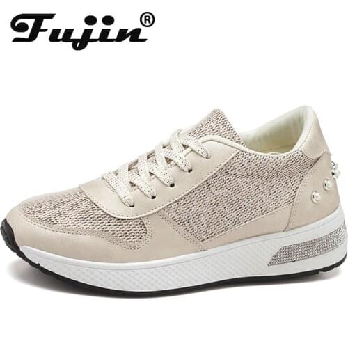 Fujin Platform Shoes 2021 Women Soft Comfortable Walking Shoes Sneakers Chunky Breathable Spring Autumn Women 's Whoes White