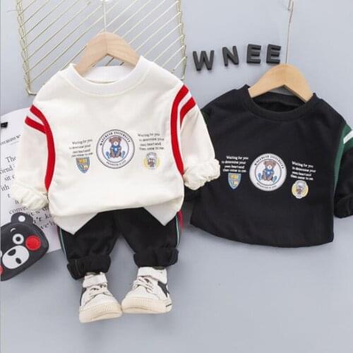Baby Suit Boys Clothing Spring And Autumn Casual Cartoon Top + Black Trousers Sports 2 Pieces 1-3 Years Old