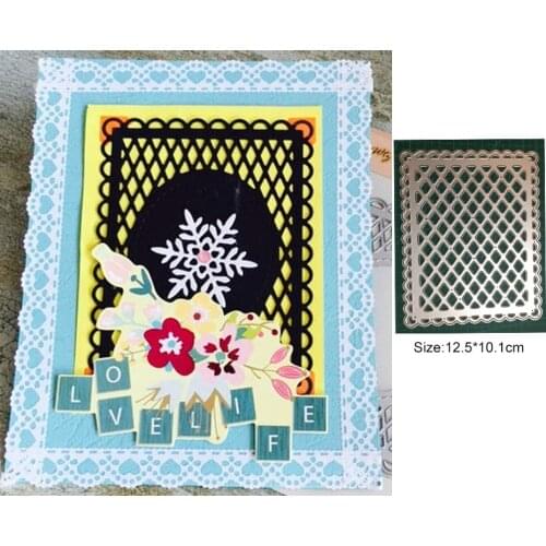 Lace Rectangle Grid Net Strip Frame Metal Background Plates Metal Cutting Dies for DIY Scrapbooking Cards Crafts New 2021