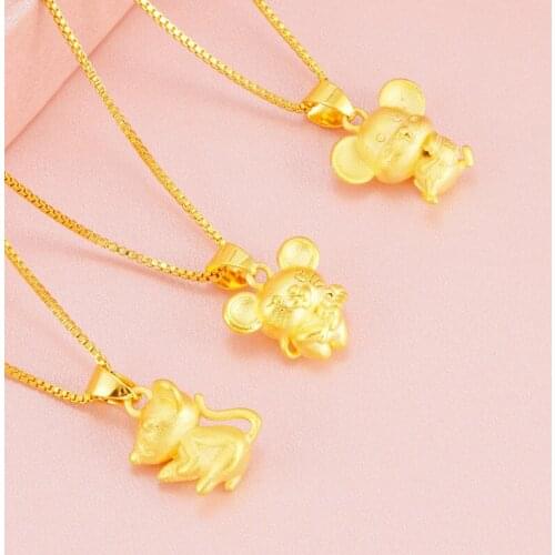 Tiny Indian 24K Gold Zodiac Signs Mouse Pendant Necklaces for Women Choker Necklace Jewelry Christmas Gifts Bijoux Femme
