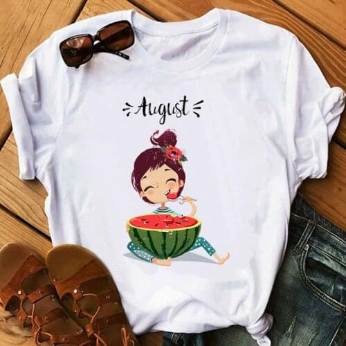 Cute cartoon girl watermelon tops t-shirt kpop harajuku tshirt kawaii smile vintage t shirt women summer clothes 2020 tumblr