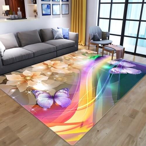 Fashion animation butterfly printing 3D carpet childrens room decoration area carpet childrens game tent baby crawling carpet