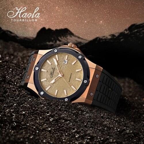 HAOFA Fashion Automatic Movement Watch Men Mechanical Luxury Sapphire Glass Automatic Wristwacthes Day And Date orologio uomo