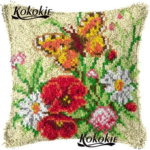 Cross-stitch latch hook pillow flower cushion embroidery needlework sets printed pattern carpet Handmade rug hooking tool