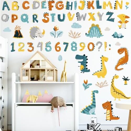 Dinosaur Letter Stickers Kindergarten Boys' Room Decoration Stickers Early Education Digital Stickers Combination Wall Stickers