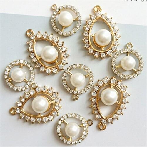 Small Fragrance Pearl Inlaid Diamond Pendant Alloy Accessories Diy Handmade Hair Ornaments Case Mobile Phone