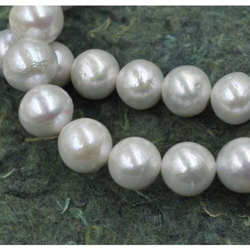 Newly 11.5-13mm round white natural thick Kasumi freshwater pearl strand 16inch