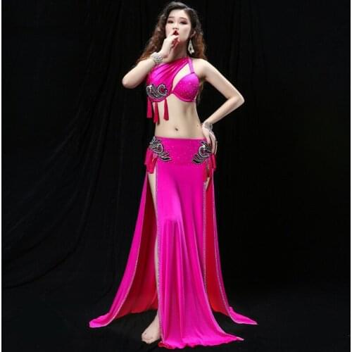 New women dance contest costume 3 piece set dance oriental performance show wear Belly dance performance costume tassel pendant