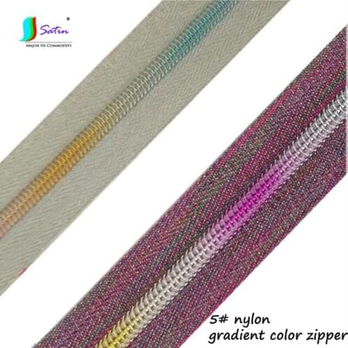 Wholesale Fashion 5# Nylon Gradient Colorful Imitation Metal Color Zipper Clothes Skirt Backpack Decoration Zipper Accessories