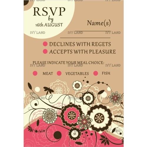 Personalized RSVP Card with Free Envelope for Wedding / Party,50 pcs/lot,R7