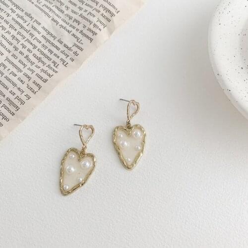 Origin Summer Korean Fashion Transparent Resin Love Heart Dangle Earings for Women Unique Design Pearl Earings Party Jewelry