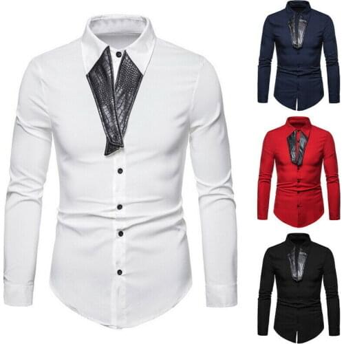 Summer Spring Casual Slim Long Sleeve Shirt Mens Casual Work Wedding Shirt