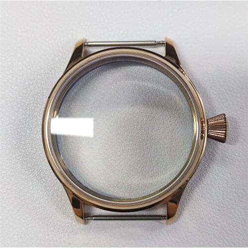 44mm Corgeut Silvery Gold Black Case Fit ETA 6498 6497 Hand Winding Movement