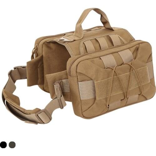 Tactical Service Dog Vest Water Resistant Comfortable Military Patrol Dog Harness Suit with Kettle Set Sundries Bags and Commute