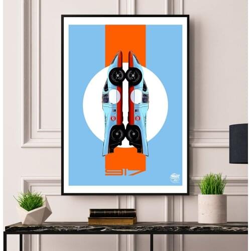Drive Car Gulf Ford GT Vintage Racing Car Poster Print On Canvas Painting Home Decor Wall Picture For Living Room