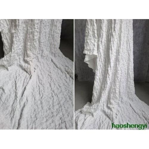 High-quality cotton and linen embroidery, folds, three-dimensional special texture, personalized clothing fabric