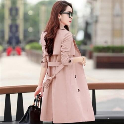 Korean Plus Size 3Xl Outerwear Spring Trench Coat for Women Streetwear Turn-Down Collar Double Breasted Coats Female Autumn