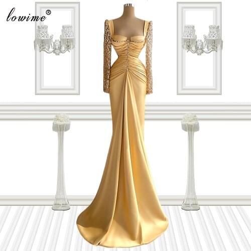 Long Sleeves Formal Evening Dresses Mermaid Middle East Movie Opening Ceremony Dresses Women Party Dress Vestido De Festa Longo