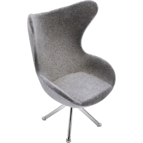 1/12 Dollhouse Mini Plastic Gray High Back Flocking Seat Swan Chair Living Room