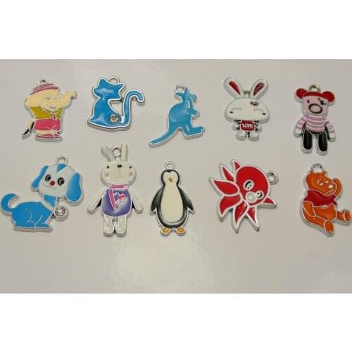 10 Assorted Alloy Enamel Animals Charms Pendants Tags Bracelets Necklace