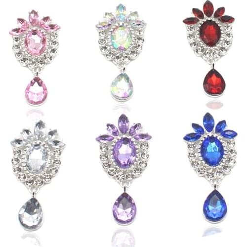 New 24*50MM 10Pcs Alloy Rhinestone Pendant For Handmade Sewing All Kinds Of Clothing DIY,Wedding Bow Dress Decortion Accessories