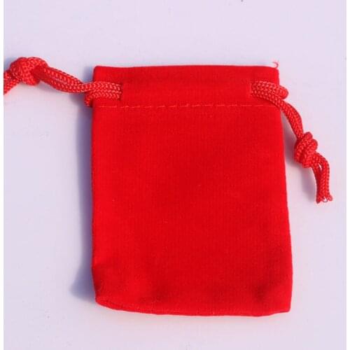 100pcs 5x7cm (1.96"x2.75") Wholesale Mini Jewelry Red Storage Bag Velvet Flock Drawstring Pouches Velvet Bags Ring Packing bags