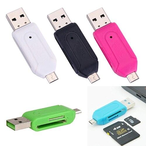 Top Quality Hot Selling 2 in 1 USB OTG Card Reader Universal Micro USB TF SD Card Reader for PC Phone 7BWZ
