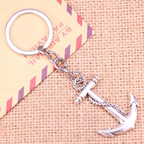 20pcs New Fashion Keychain 44x30mm anchor sea Pendants DIY Men Jewelry Car Key Chain Ring Holder Souvenir For Gift