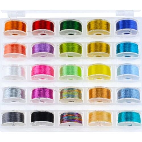 25 Color Boxed Metal Wire Sewing Machine Spools Plastic Case Storage For Home Needlework Tool Sewing Accessories