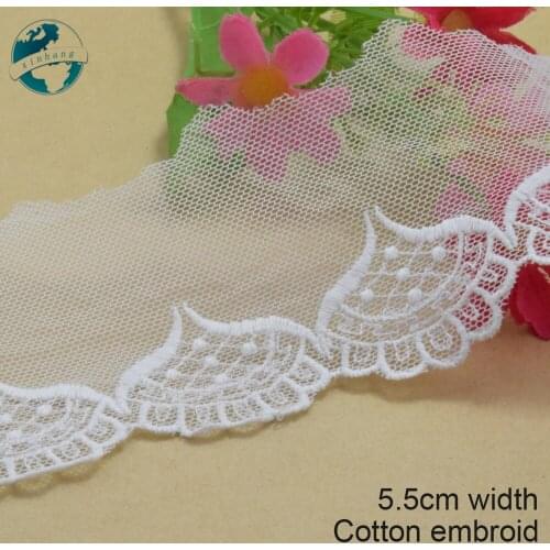 5yards 5.5cm white lace cotton embroidery lace french lace ribbon fabric guipure diy trims warp knitting sewing Accessories#2987