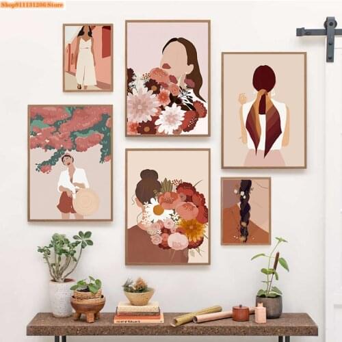 5D Diamond Painting Abstract Fashion Girl with Flowers Hair Cross Stitch Kits Embroidery Full Square Room Decor Diamond Mosaic