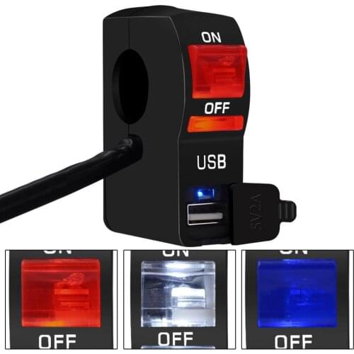 60% HOT SALES !!!DC 12V LED Indicator Motorcycle Handlebar Mount USB Phone Charger with Switch