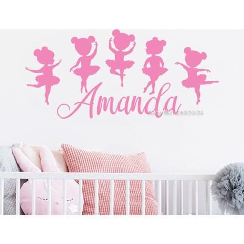 Ballerina Girl Name Personalise Wall Decal For Girls Beroom Wall Murals Art Nursery Decor Stickers Custom Names Posters LC1258