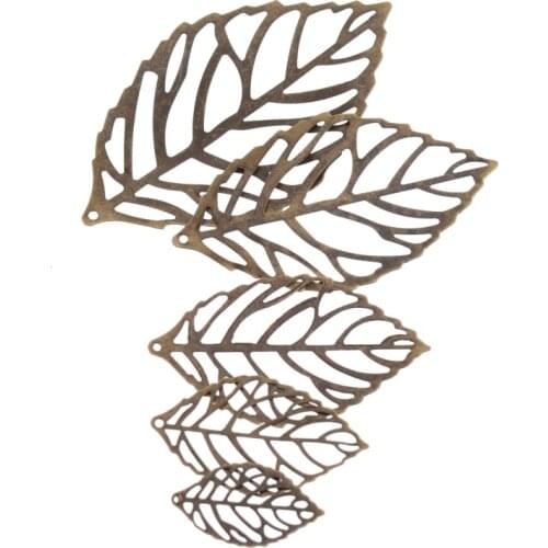 Free shipping Antique Bronze/Silver/Gold Filigree Leaf Findings Connector Metal Crafts Decoration DIY Jewelry Pendants Findings