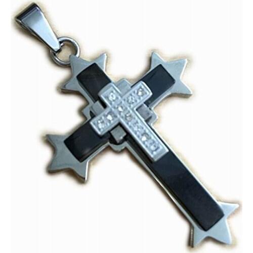 Free Shipping 316L Stainless Steel Charm Black Cross Pendant 4K002 Just Pendant