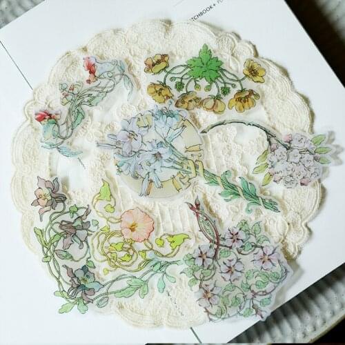 YPP CRAFT Flowers Vellum Paper Stickers for Scrapbooking Planner Junk Bullet Journal Project Craft Supplies