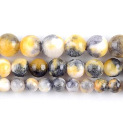 Natural Yellow Persian Jades Stone Beads Round Loose Spacer Beads For Jewelry Making 6/8/10mm DIY Bracelet Necklace