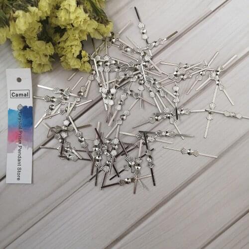 Camal 100pcs 33mm Chrome Plated Metal Bowtie Pins Crystal Prisms Beads Connectors Butterfly Shaped Chandelier Lamp Parts