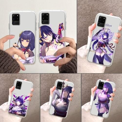 Genshin Impact RAIDENSHOGUN Phone Case For Samsung Galaxy Note 4 8 9 10 20 S8 S9 S10 S10E S20 Plus UITRA Ultra transparent