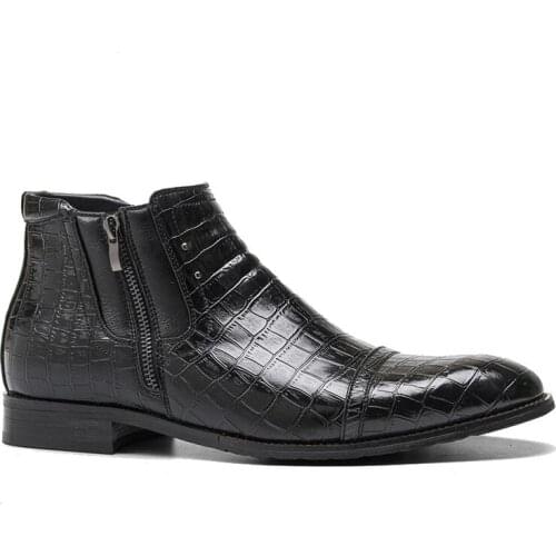 Black Winter Mens Boots Shoes Work Fashion Style Non-Slip Designer Luxury Genuine Leather Handmade Shoes for Men