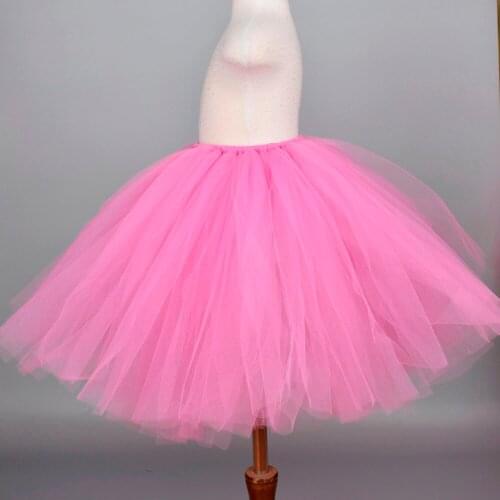 Deep Pink Long TUTU Skirt for Girls Solid Fluffy Tulle TUTUS Flower Girl Wedding Party Costume Ankle-length Fancy Skirt