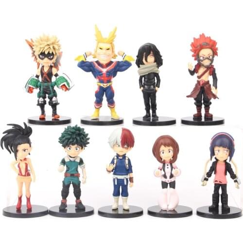 9PCS My Hero Academia Action Figure PVC Model Toy Midoriya Izuku Bakugou Katsuki Todoroki Shouto Ochaco Uraraka Figure Doll Toys