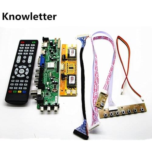 DVB-T2/DVB-T/DVB-C LCD digital TV Driver Controller Board Kit 20" LTM200KT01 1600*900 LCD controller board DIY kit