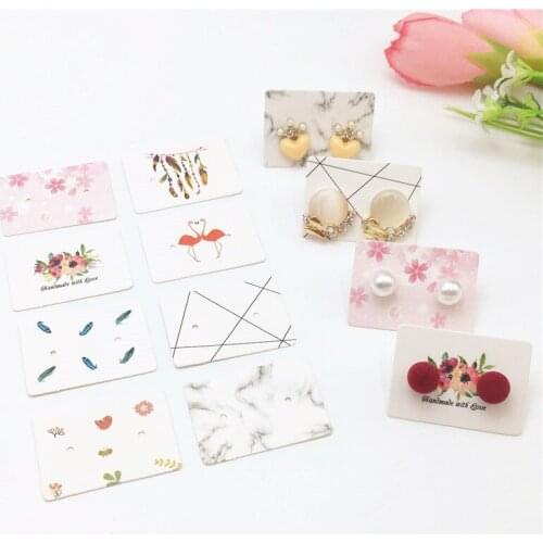 1000pcs Colorful Cardboard Jewelry Packing Hang Card Colorful Pattern 3.2x2.5cm Earring/Eardrop Accessories display Card