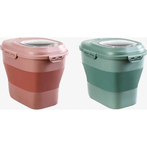 25Kg Rice Container Foldable Double Sealing Ring PP Household Flour Storage Holder for Kitchen