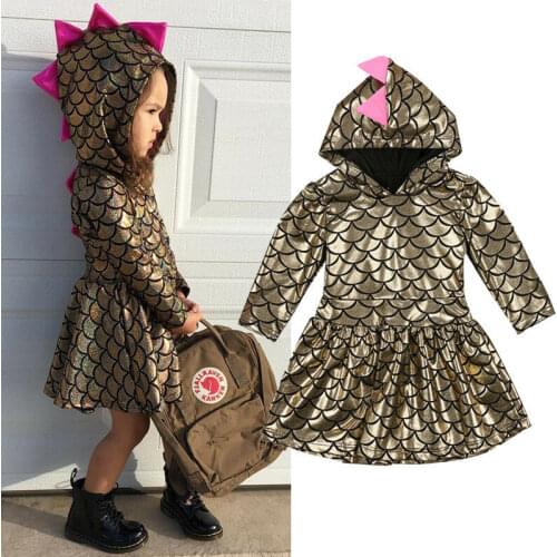 Toddler Kid Baby Girls Hooded Dinosaur Costume Party Pageant Princess Dresses